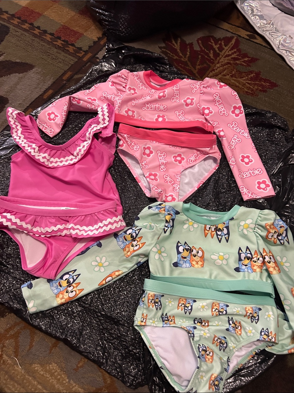 Barbie Pink Floral Long-Sleeve One-Piece Rash Suit